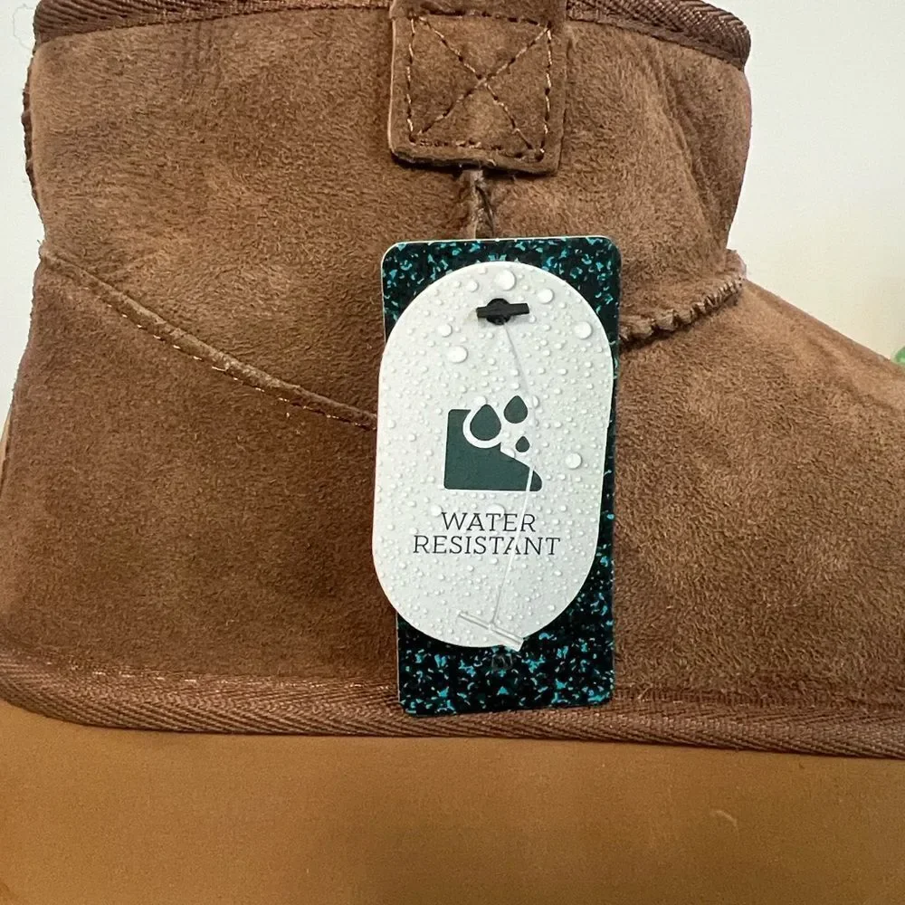 Emu Australia Stinger Micro Flatform Sheepskin Booties Slipper Boots Brown 9